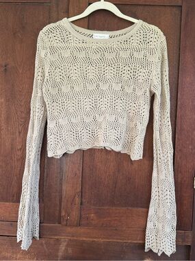By Together Cream Open-Knit Sweater Top